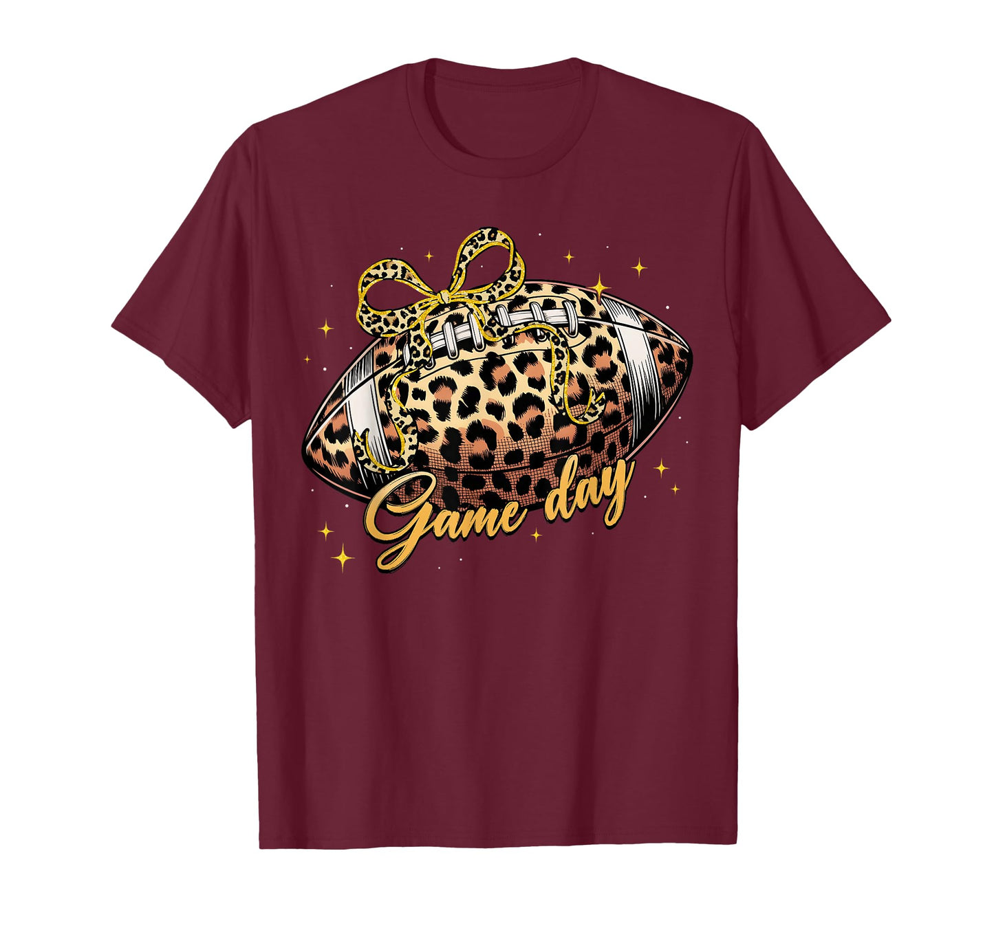Game Day Football Coquette Bow Leopard Fall Thanksgiving T-Shirt