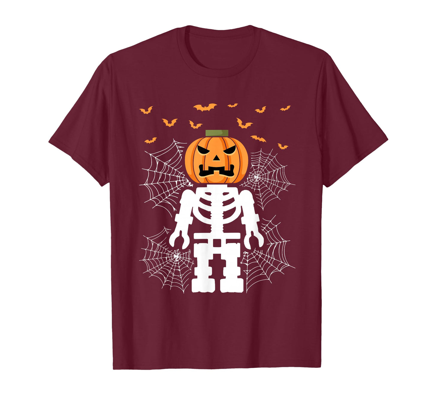 Halloween Skeleton Pumpkin Master Builder Blocks Building T-Shirt