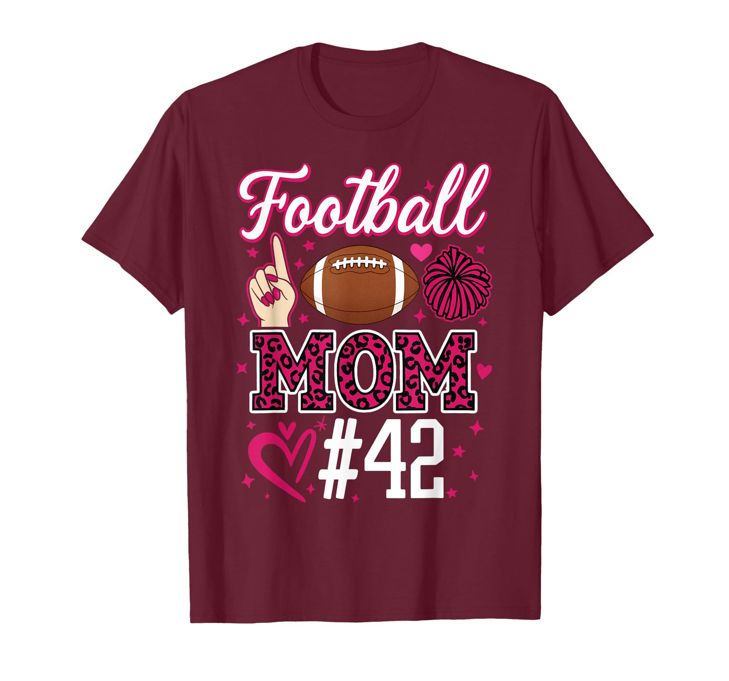 Number 42 Biggest Fan Football Mom Woman Supporter Son Cheer T-Shirt