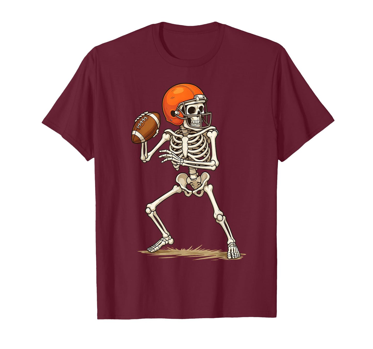 Boo Funny Skeleton Football Halloween Costume Men Kids Boys T-Shirt