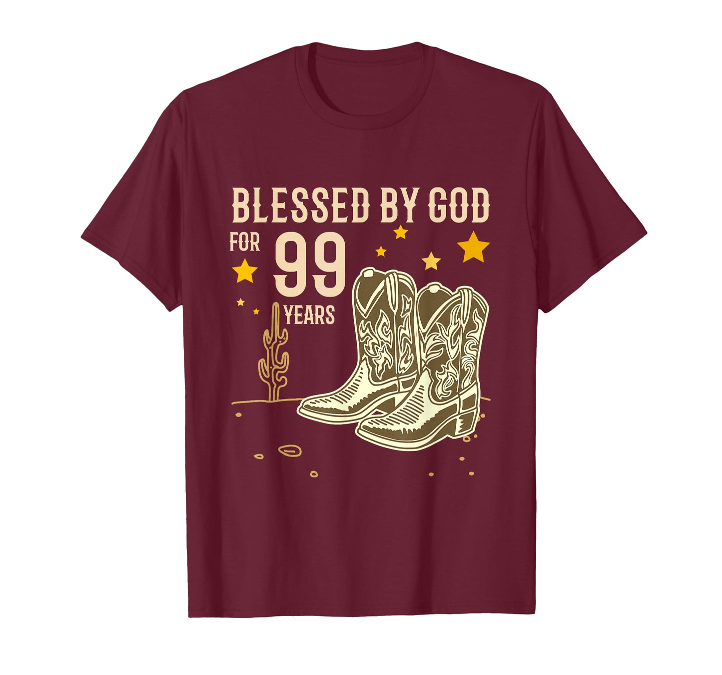 Vintage Blessed by God for 99 Years Cowboy 99th Birthday Men T-Shirt