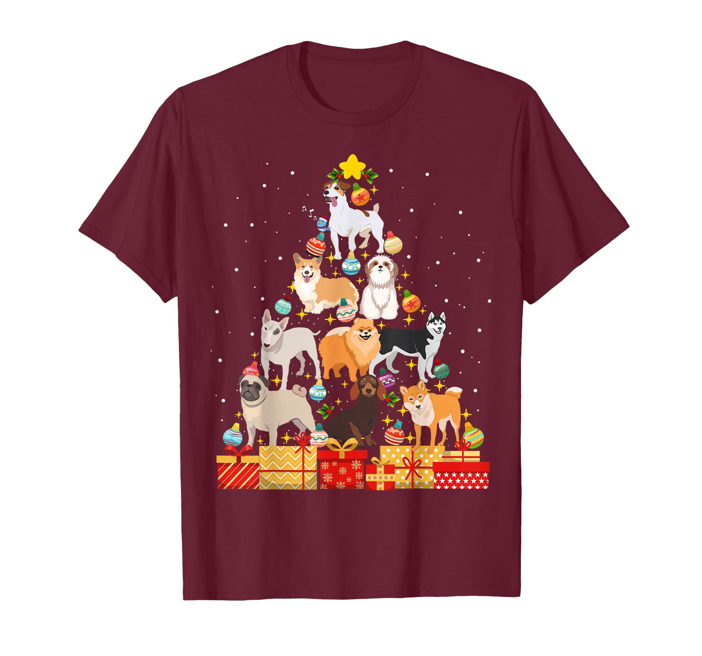 Funny Dog Christmas Tree Dog Lover Christmas For Kids Women T-Shirt