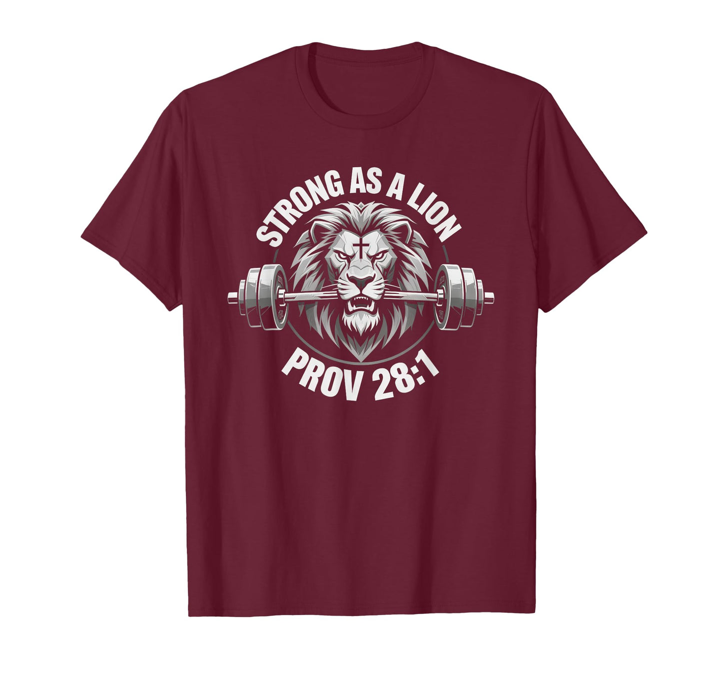 Christian Lion Gym Bodybuilding Bible Verse Proverbs 28:1 T-Shirt