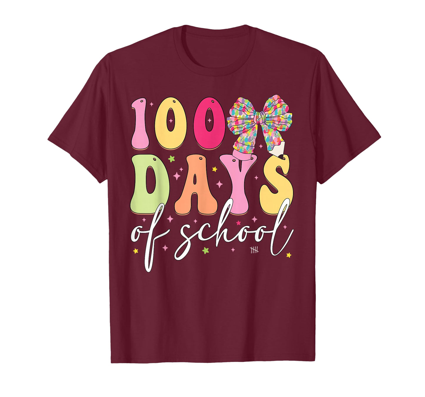 100 Days of School Coquette Bow Girls Teachers Students T-Shirt