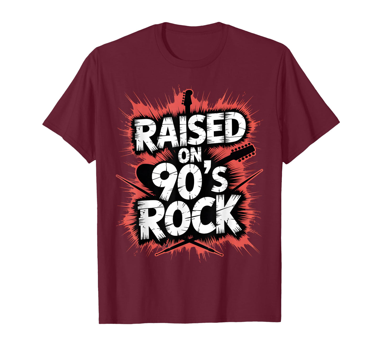 Raised On 90s Rock Retro Rocker Grunge Music Splatter T-Shirt