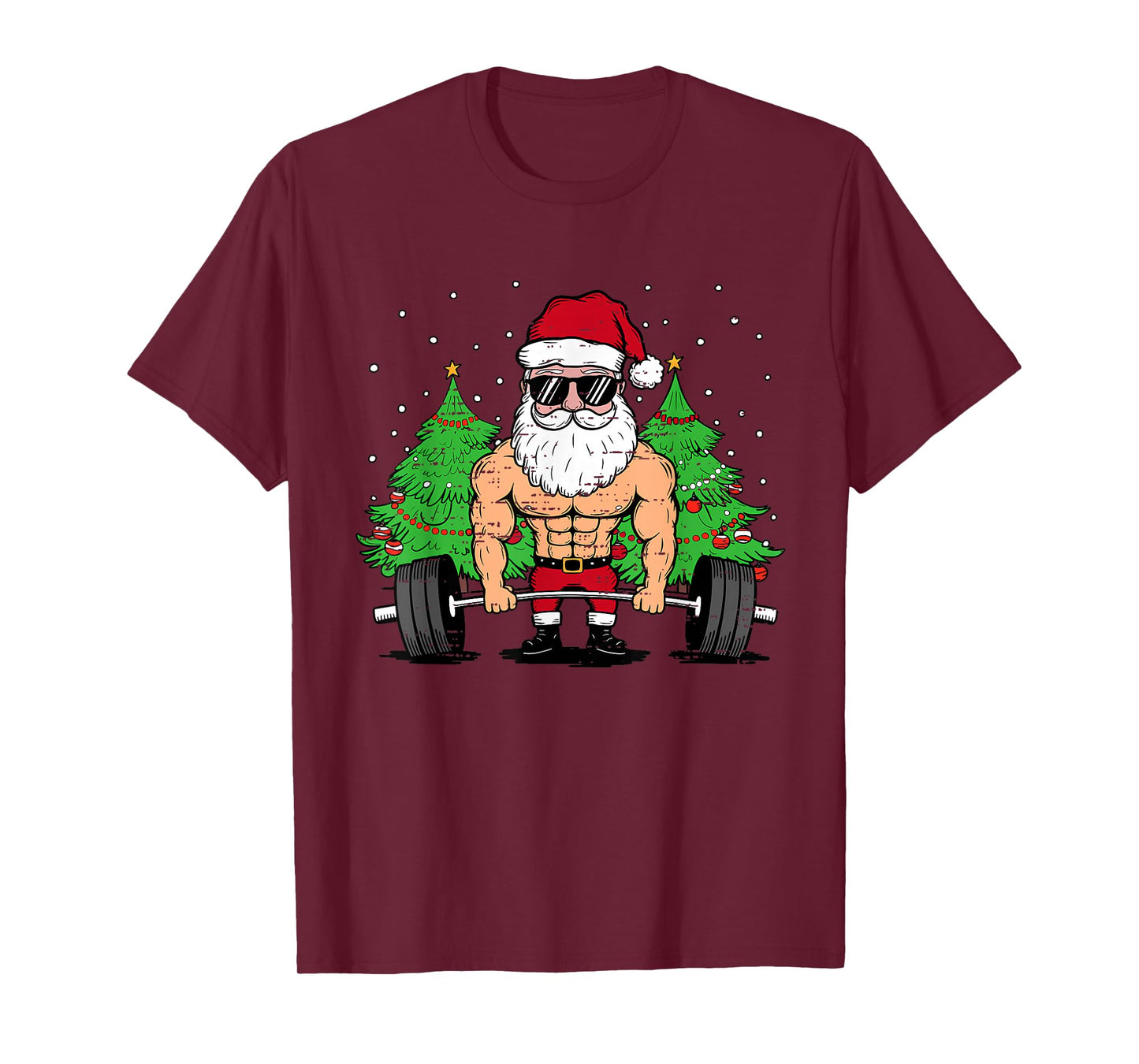Funny Christmas Santa Deadlift Xmas Weightlift Gym Mens Boys T-Shirt