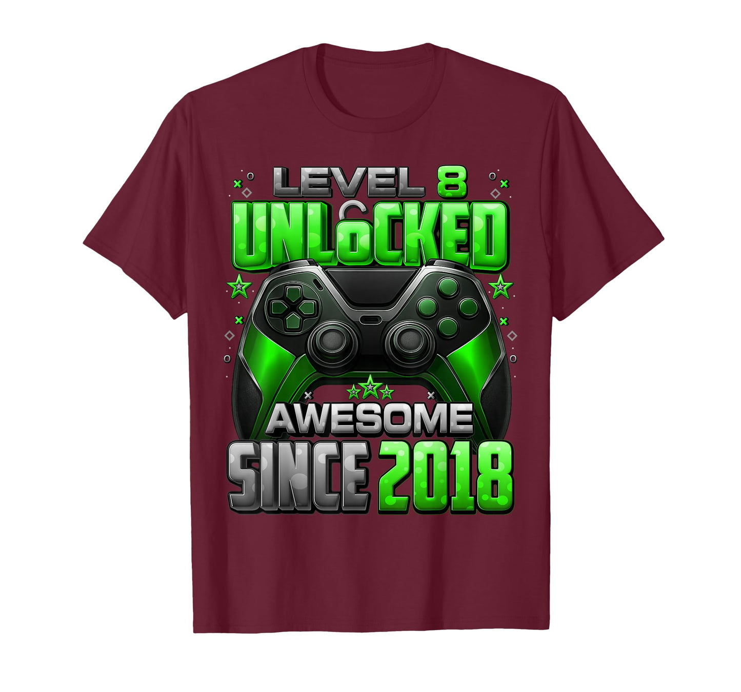 Level 8 Unlocked Awesome Since 2018 8th Birthday Gaming T-Shirt