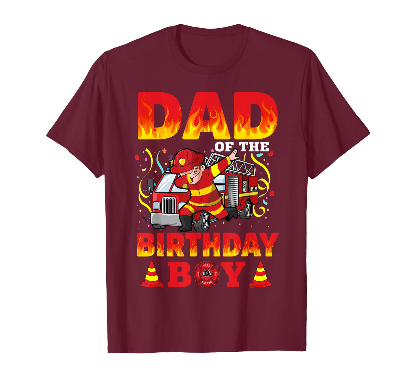 Dad Of The Birthday Boy Fire Truck Firefighter Boys T-Shirt