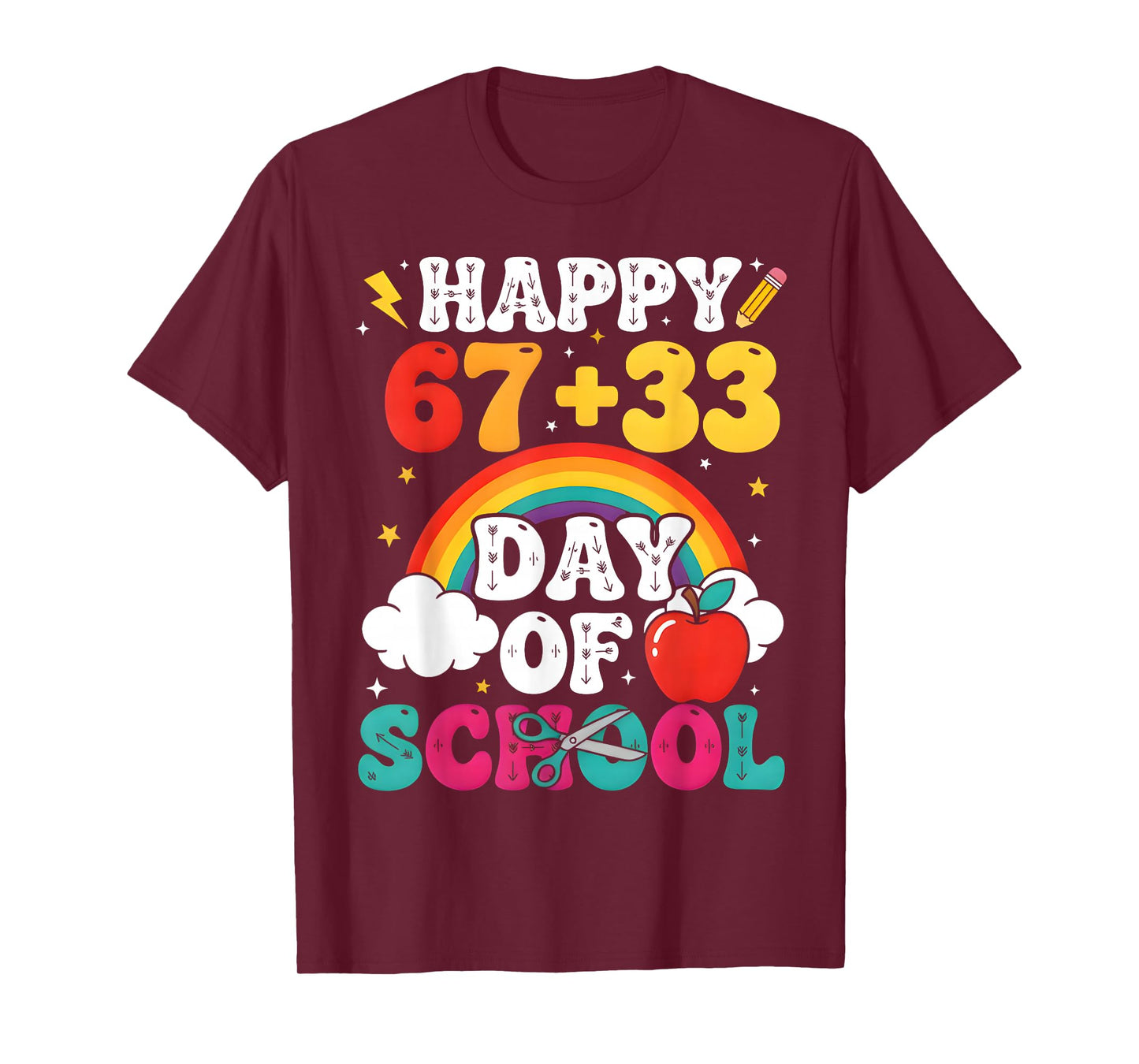Happy 67+33 100 Days of School Teacher Student Meme 67 T-Shirt