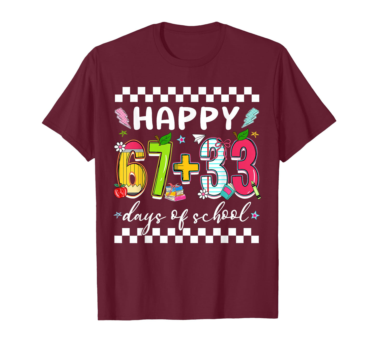 Happy 67 + 33 Days of School Funny 67 Meme Girl Kid Teacher T-Shirt