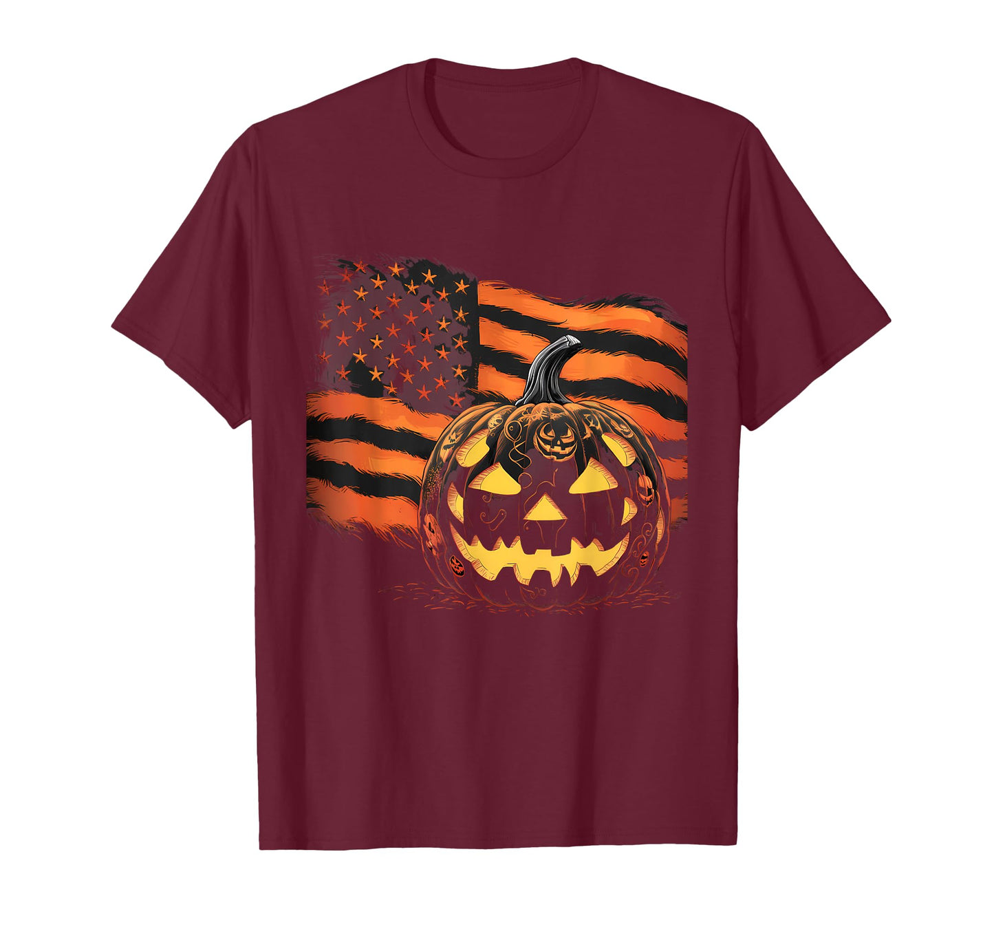 Halloween Tshirt Pumpkin American Flag Horror Party Costume T-Shirt