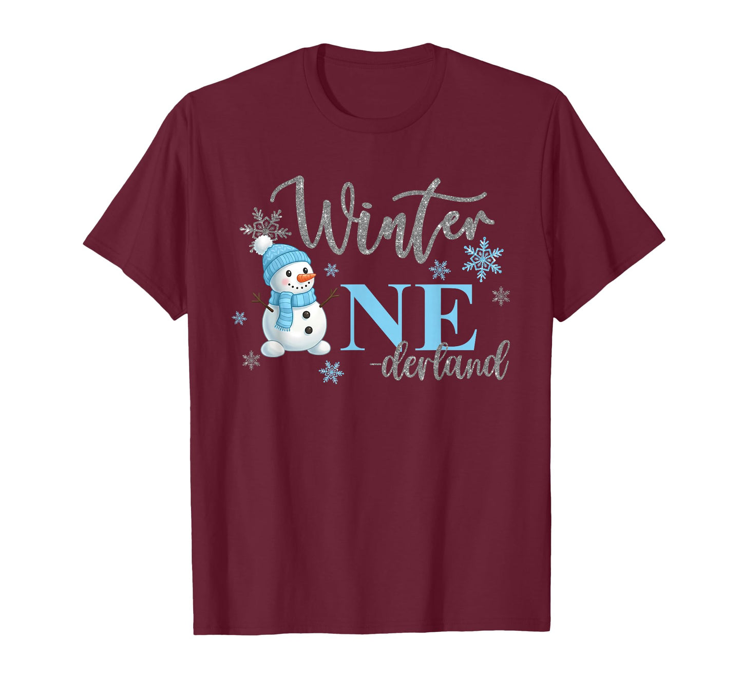 Winter Onederland Birthday Boy Girl 1 Year Old Cute Snowman T-Shirt