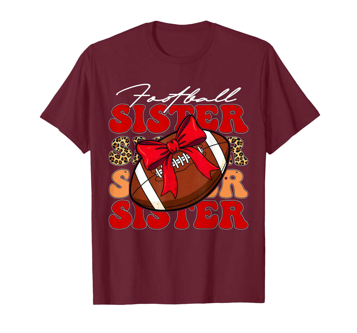 Coquette Bow American Football Sister Game Day Women Girls T-Shirt