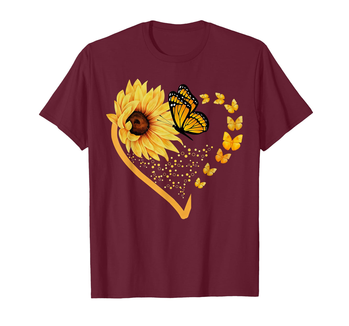 Sunflower Butterfly Heart Summer Floral Girls Women Kids T-Shirt