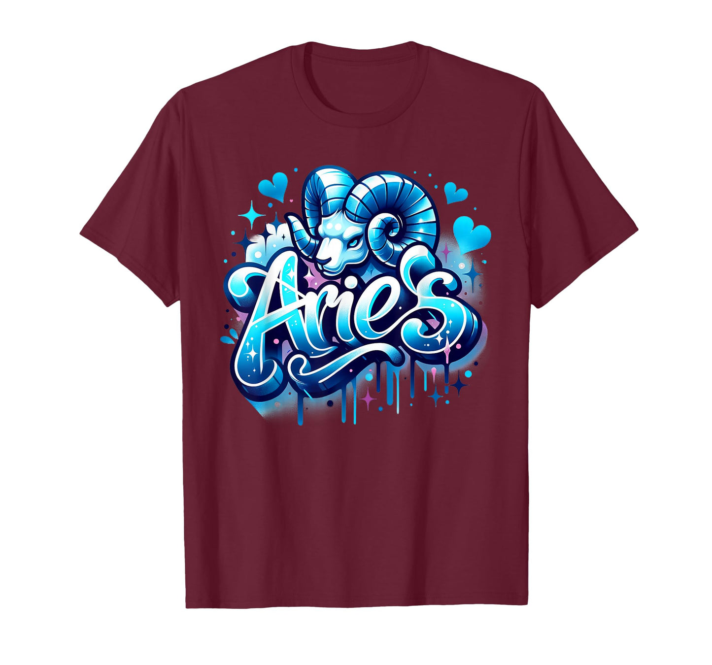 Blue Aries Zodiac Star Sign T-Shirt