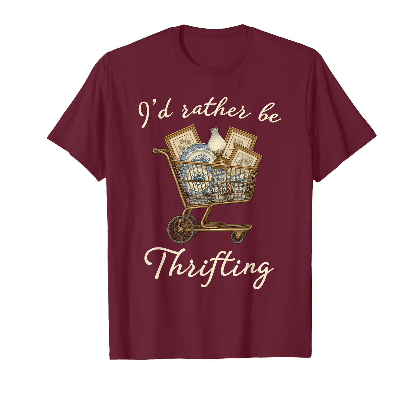 Vintage I’d Rather Be Thrifting Funny Shopping Quote Thrift T-Shirt