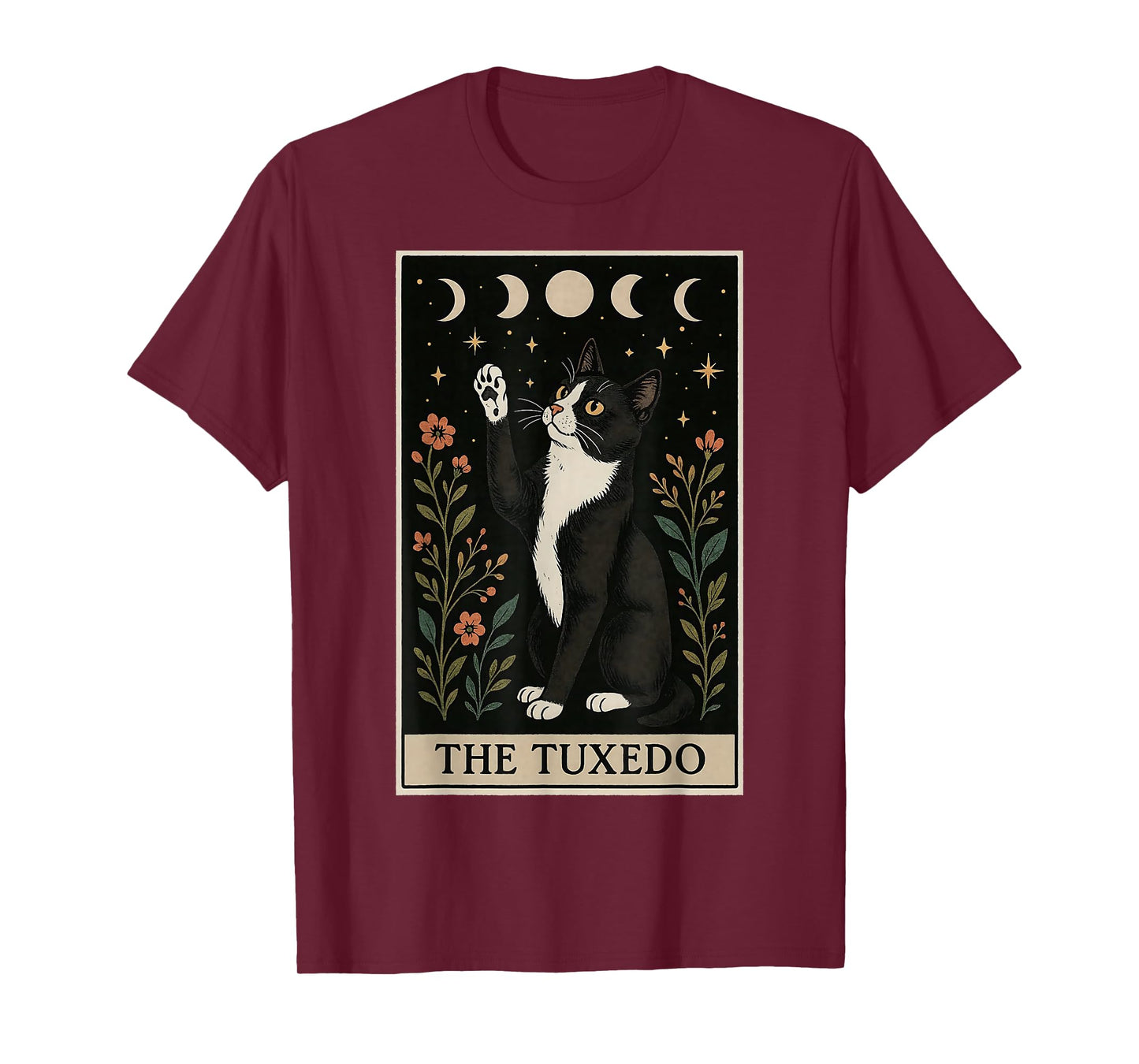 The Tuxedo Cat Tarot Card Witchy Moon T-Shirt