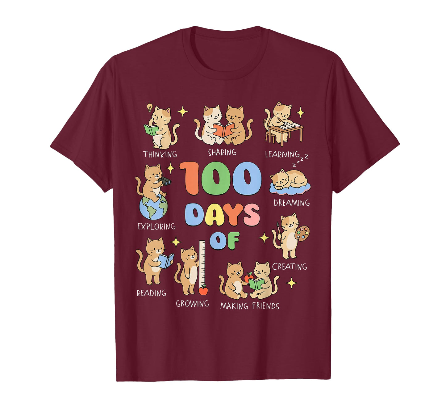 100 Days of School Cat for Teacher 100th Day of School Kids T-Shirt
