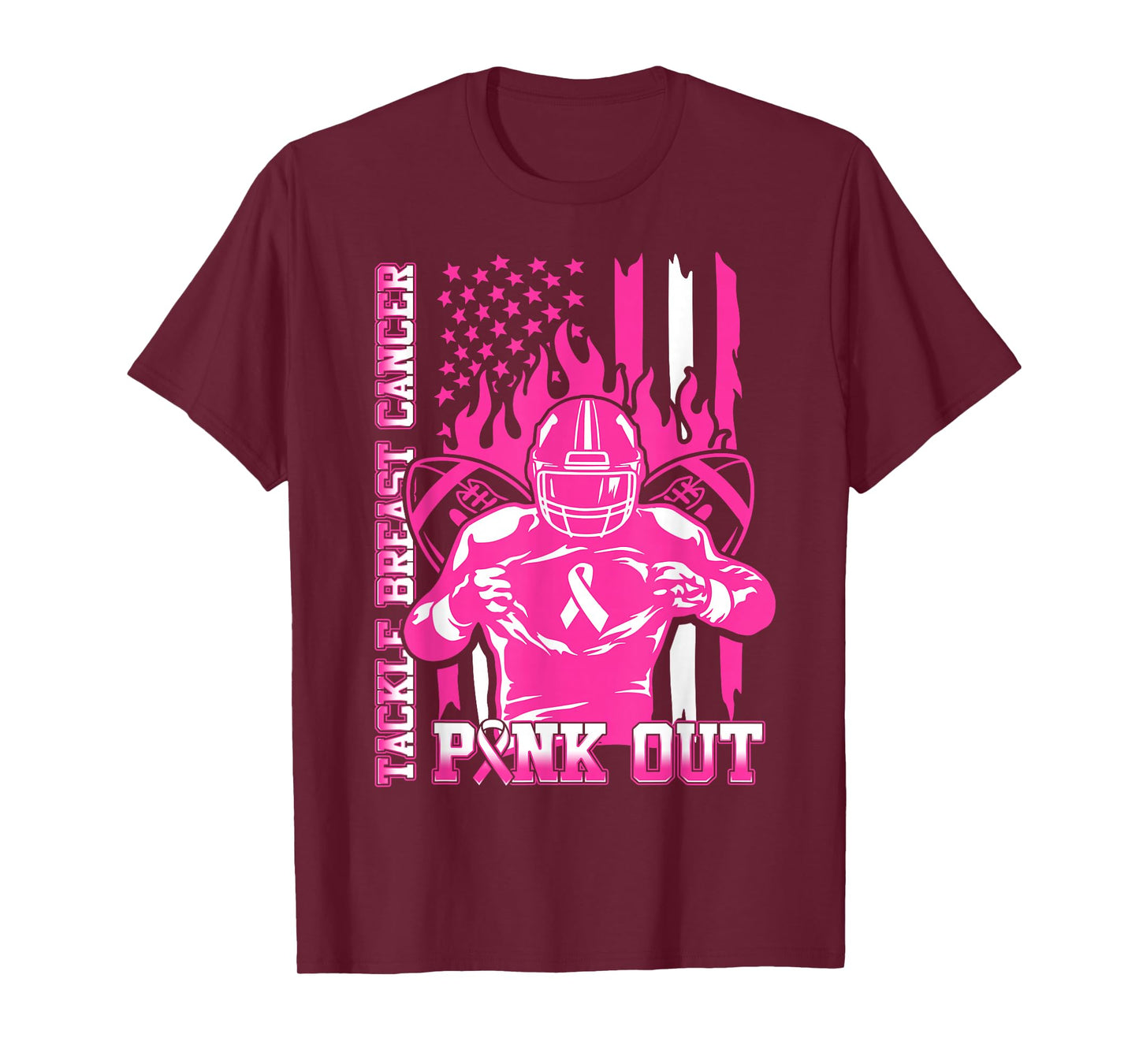 Pink Out Tackle Breast Cancer Awareness American Football T-Shirt