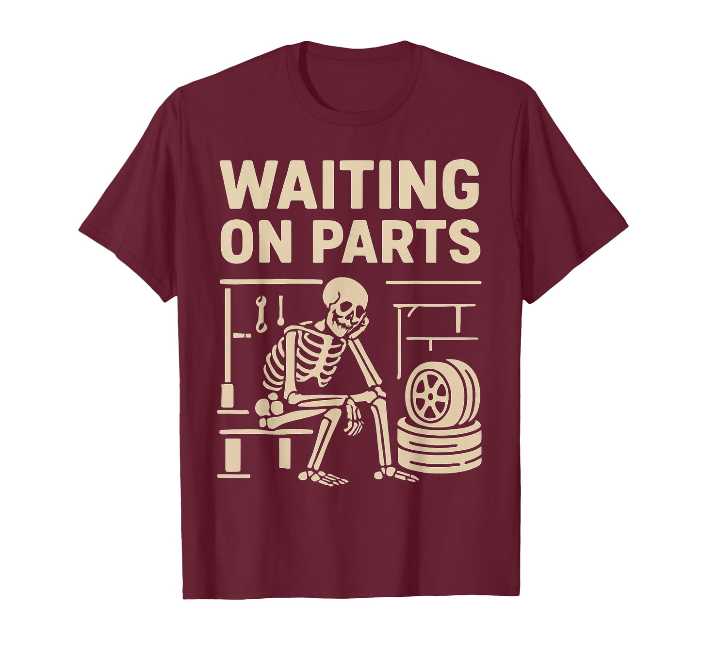 Waiting On Parts Funny Skeleton Auto Mechanic Technician T-Shirt