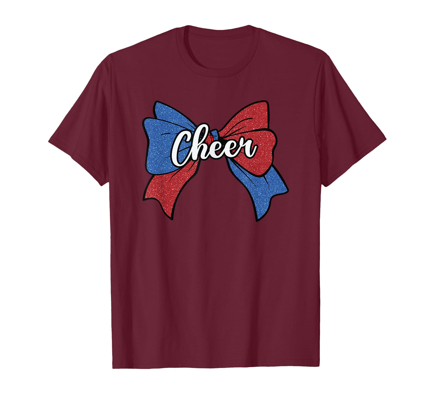 Cheer Bow Blue Red Funny Sport Cheerleader Cheerleading T-Shirt