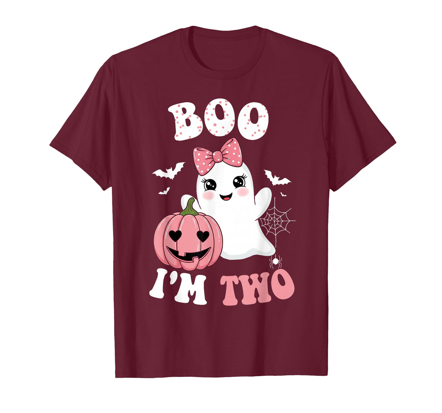 Boo I'm Two Birthday Pink Pumpkin Halloween Girls Kid T-Shirt