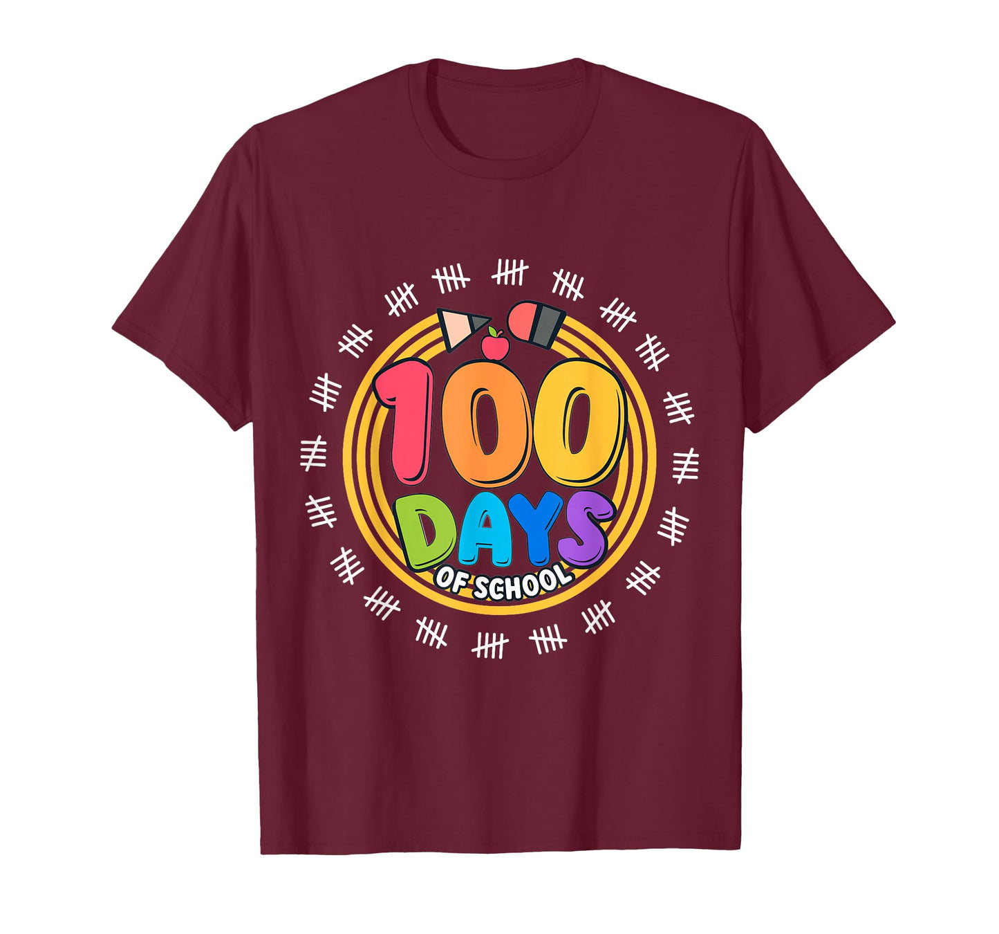 100 Days of School Colorful Tally Marks Kids T-Shirt