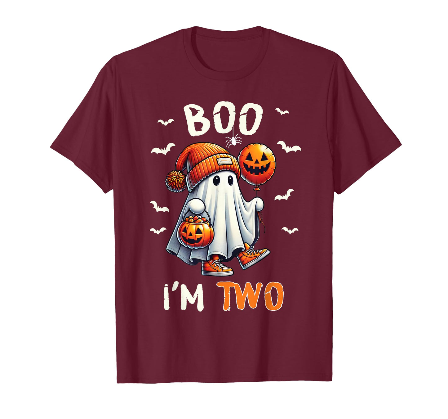Boo I'm Two Ghost 2nd Birthday Halloween Boy Kids Groovy T-Shirt