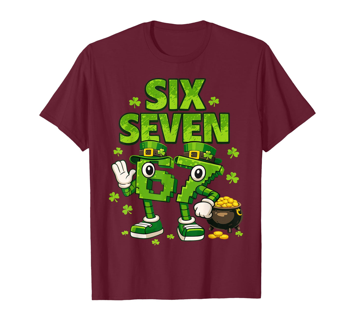 Kids Meme 6-7 Shamrock Six Seven 6 7 St Patricks Day 67 T-Shirt