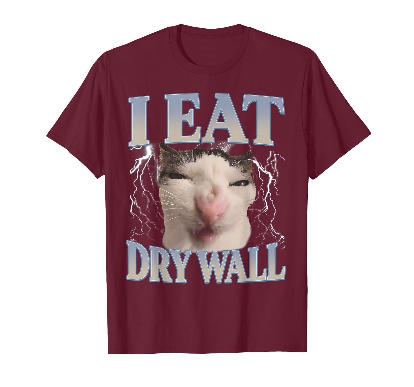 Funny I Eat Dry Wall Silly Cat Meme Men Women Kids Graphic T-Shirt