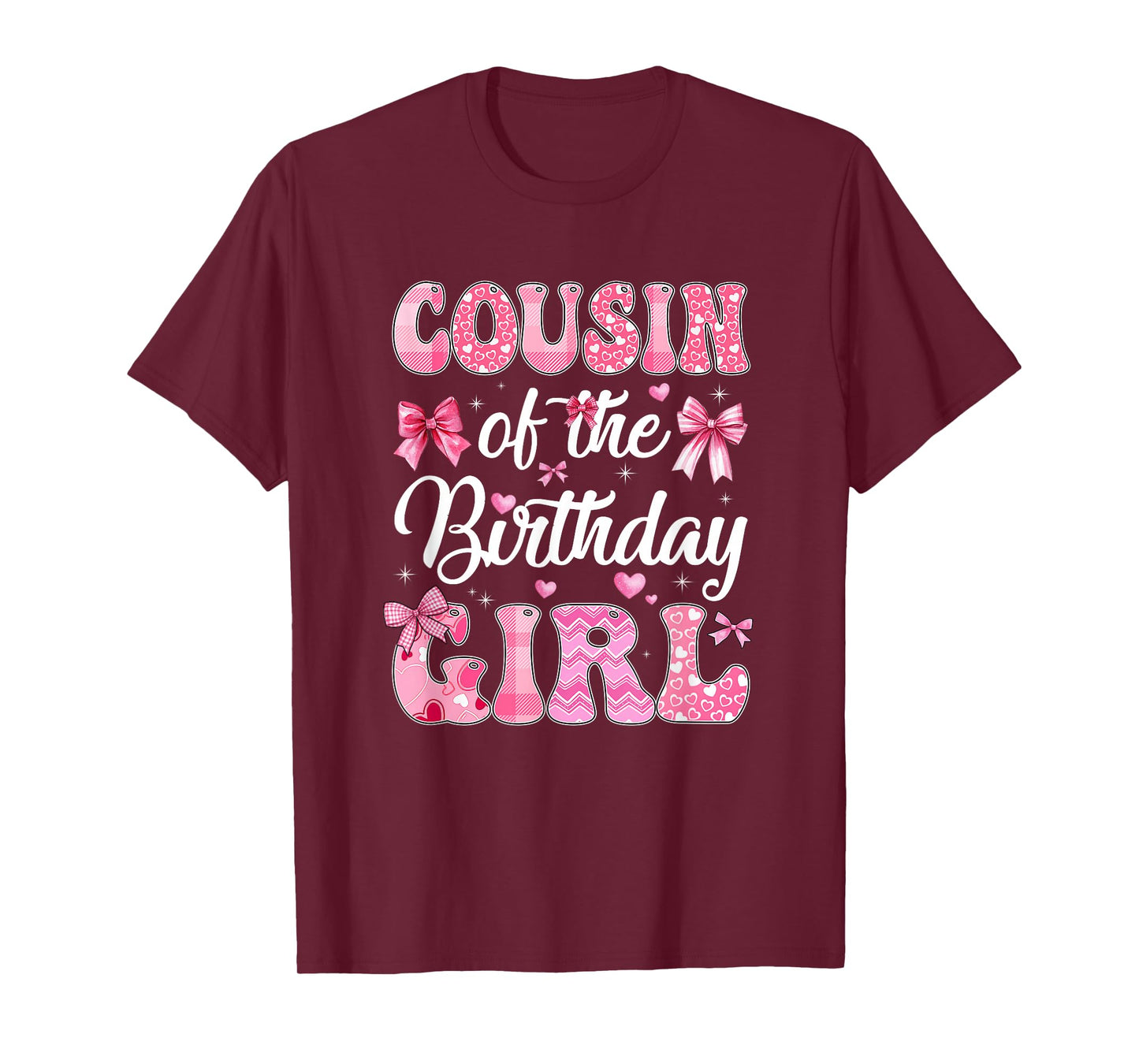 Cousin Of The Birthday Girl Family Pink Coquette Bow T-Shirt