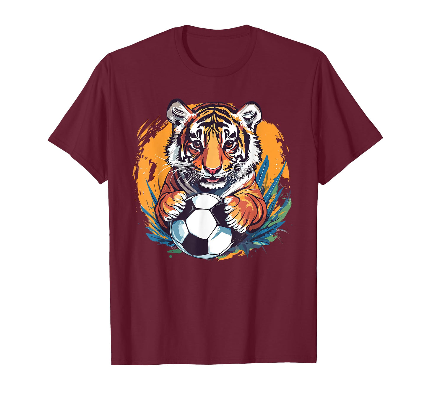 Tiger Soccer Ball Fierce Jungle Animal T-Shirt