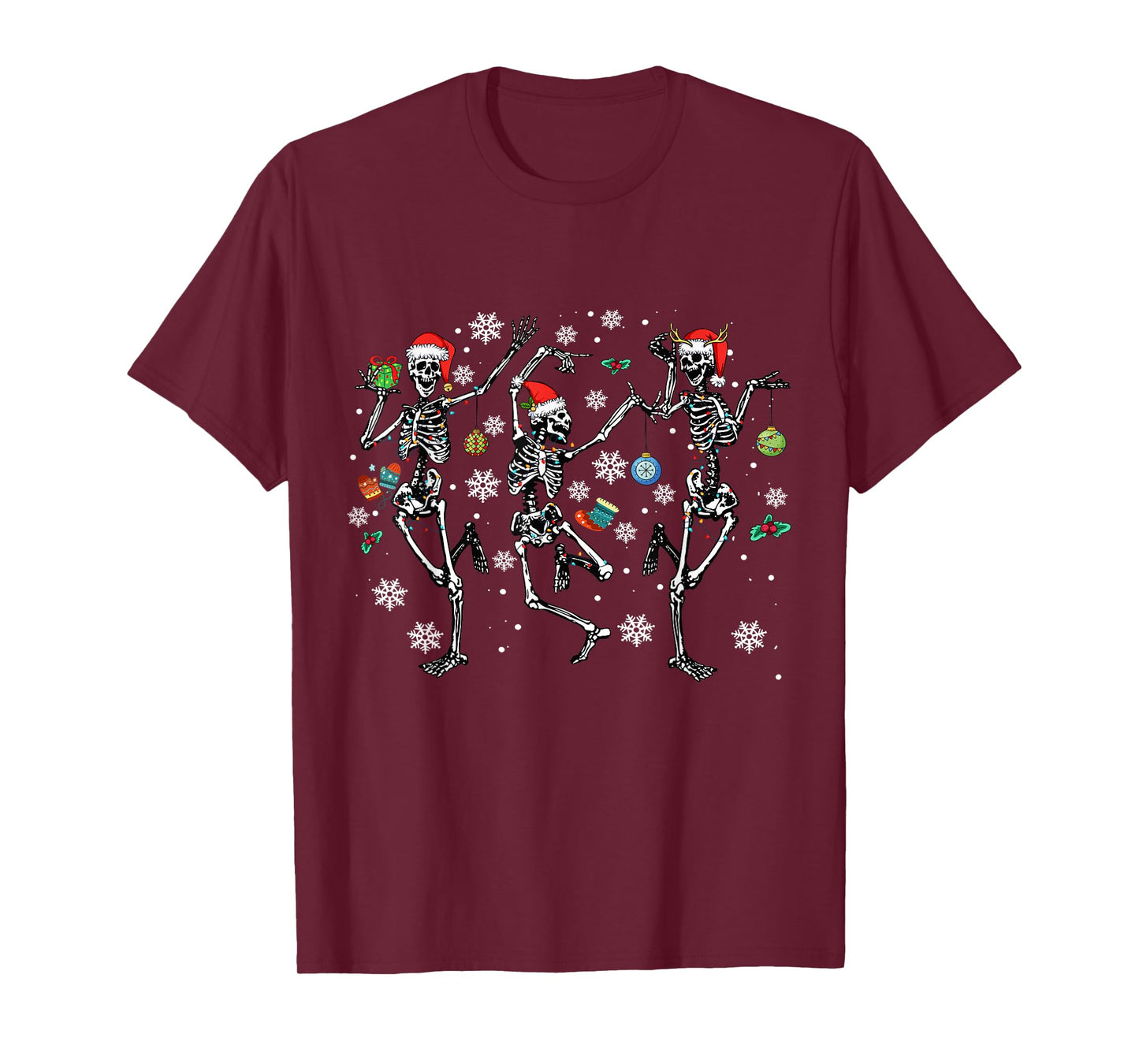 Christmas Skeleton Dancing Christmas Lights Xmas Tree Cute T-Shirt