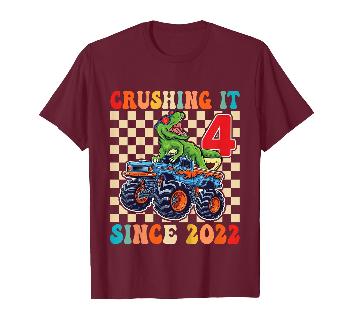 Birthday Monster Truck 4 Year Old Boys 4th Party Born 2022 T-Shirt