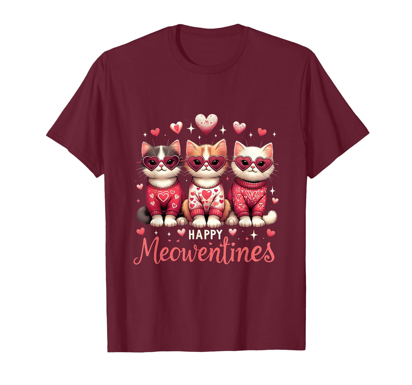 Happy Meowentines Funny Cute Valentine Cats Love Cat Meme T-Shirt