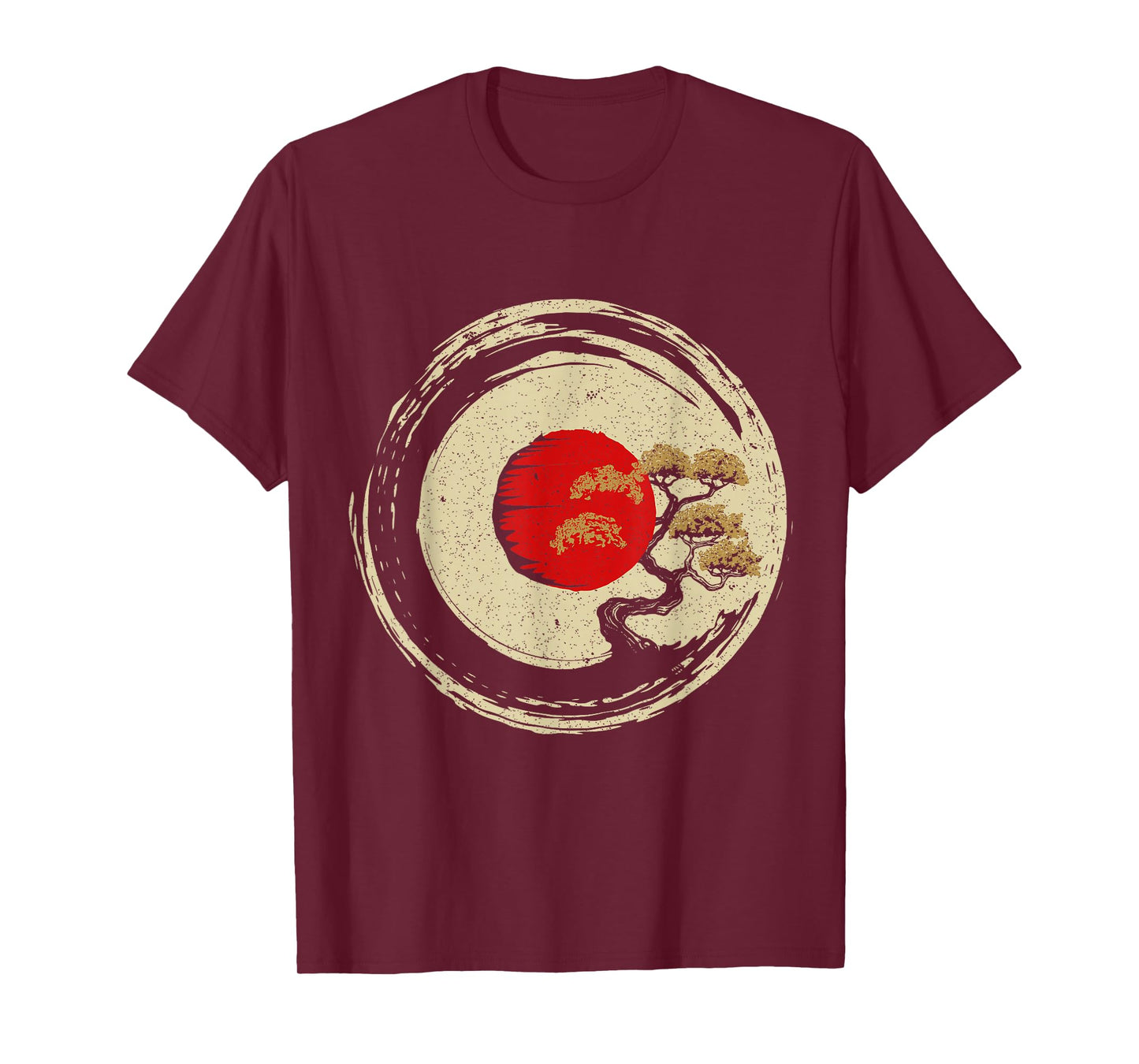 Bonsai Tree In Japanese Zen Buddhist Enso Circle T-Shirt