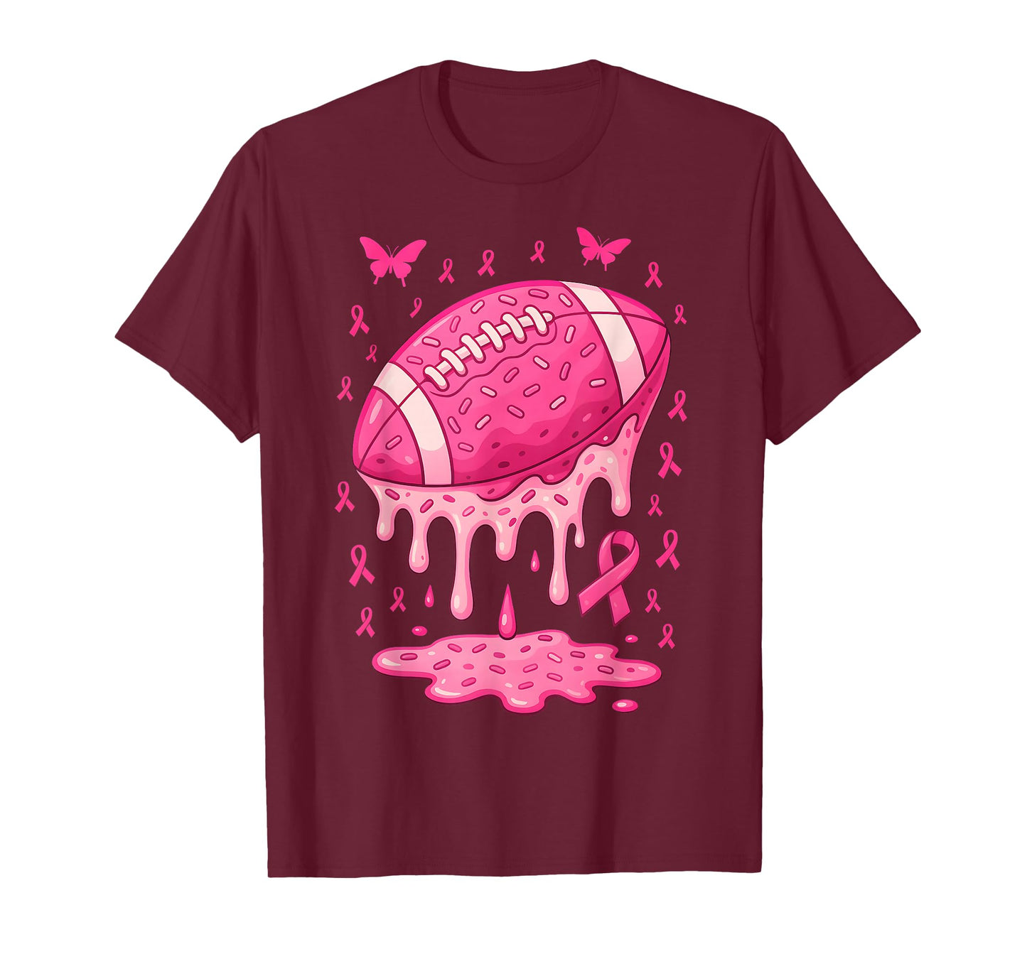 Football Drip Ice Cream Breast Cancer Awareness Boys & Girls T-Shirt