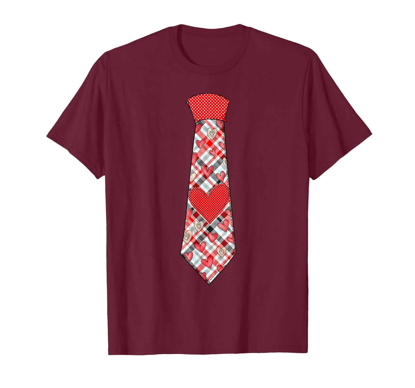 Valentine Heart Plaid Tie Boys Toddler Kids T-Shirt