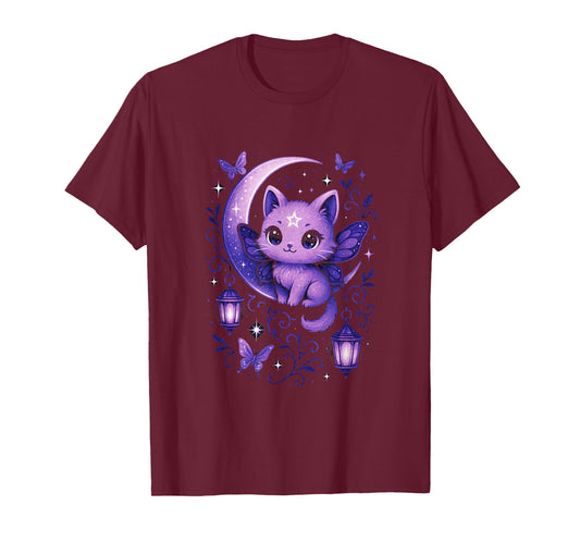 Moonlit Cat - Kawaii Pastel Goth Gothic Aesthetic T-Shirt