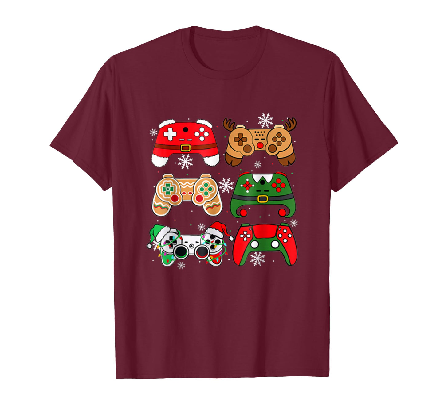Boys Christmas Shirt Santa Elf Gaming Controllers Gamer Xmas T-Shirt