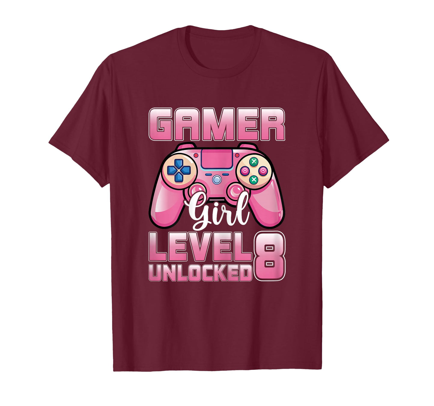 Gamer Girl Level 8 Unlocked Video Gaming 8th Birthday Party T-Shirt