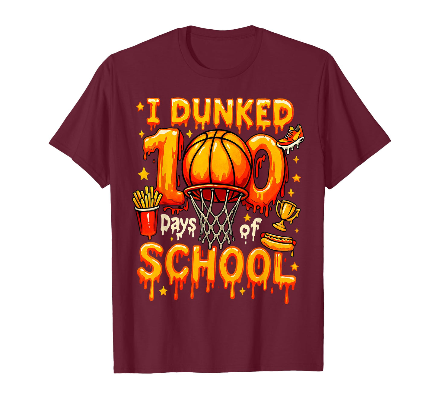 I Dunked 100 Days of School Basketball Drip Boys Kids T-Shirt