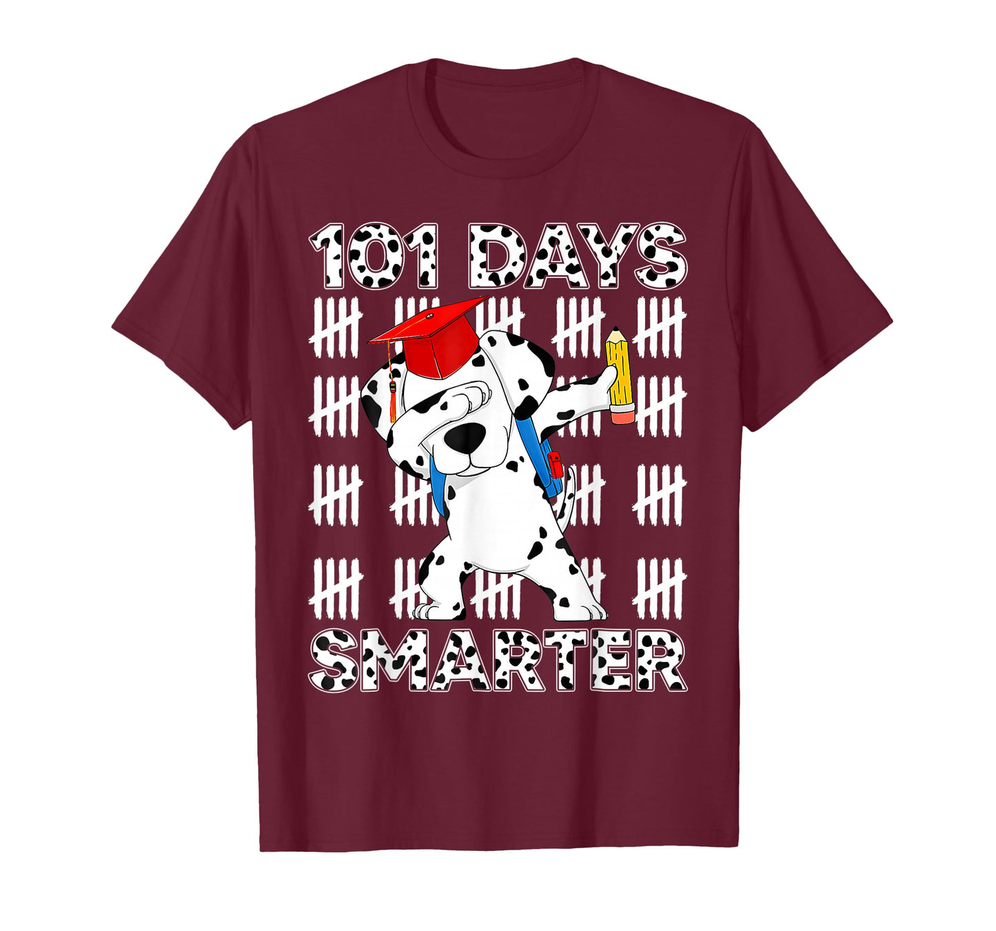 100 Days of School Dalmatian Dog Kids 100 Days Smarter T-Shirt