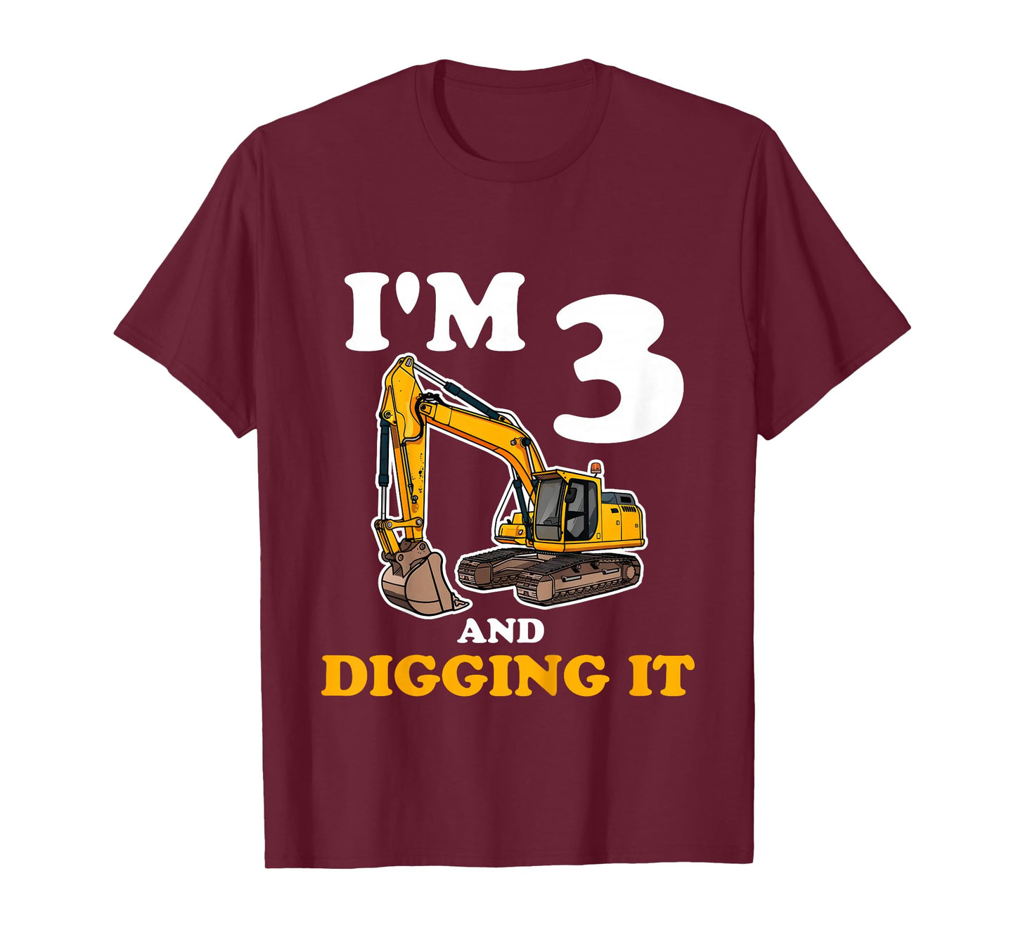 Kids Three 3yr 3rd Birthday Construction Boy 3 Years Old T-Shirt