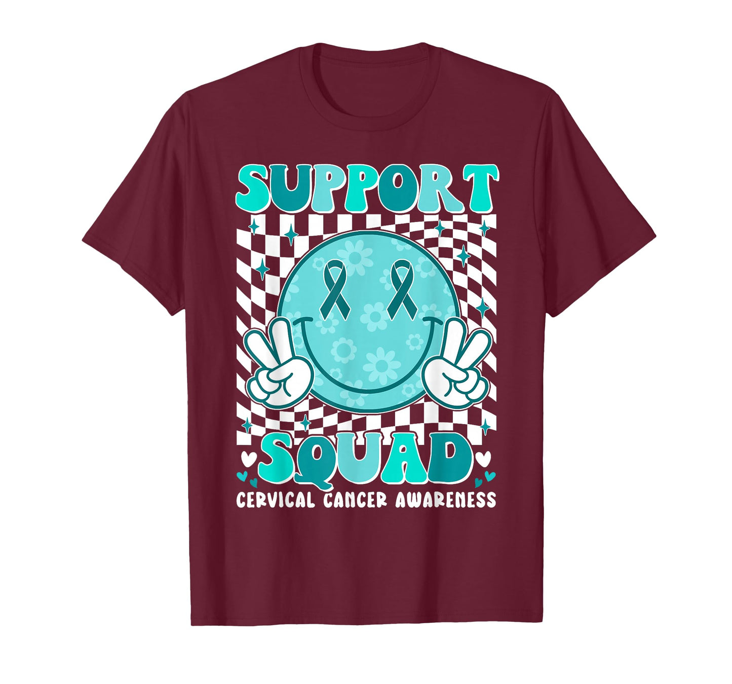 Groovy Cervical Cancer Awareness Men Women Support Squad T-Shirt