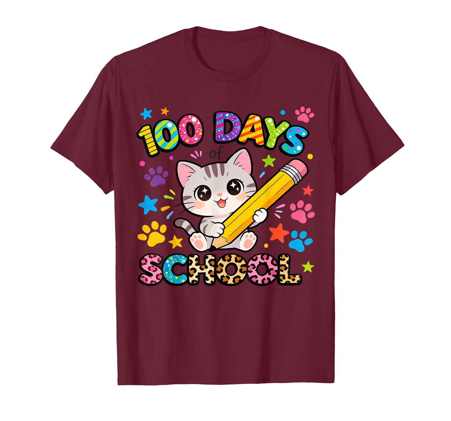 100 Days of School Cute Kitty 100 Days of School Girls Boys T-Shirt