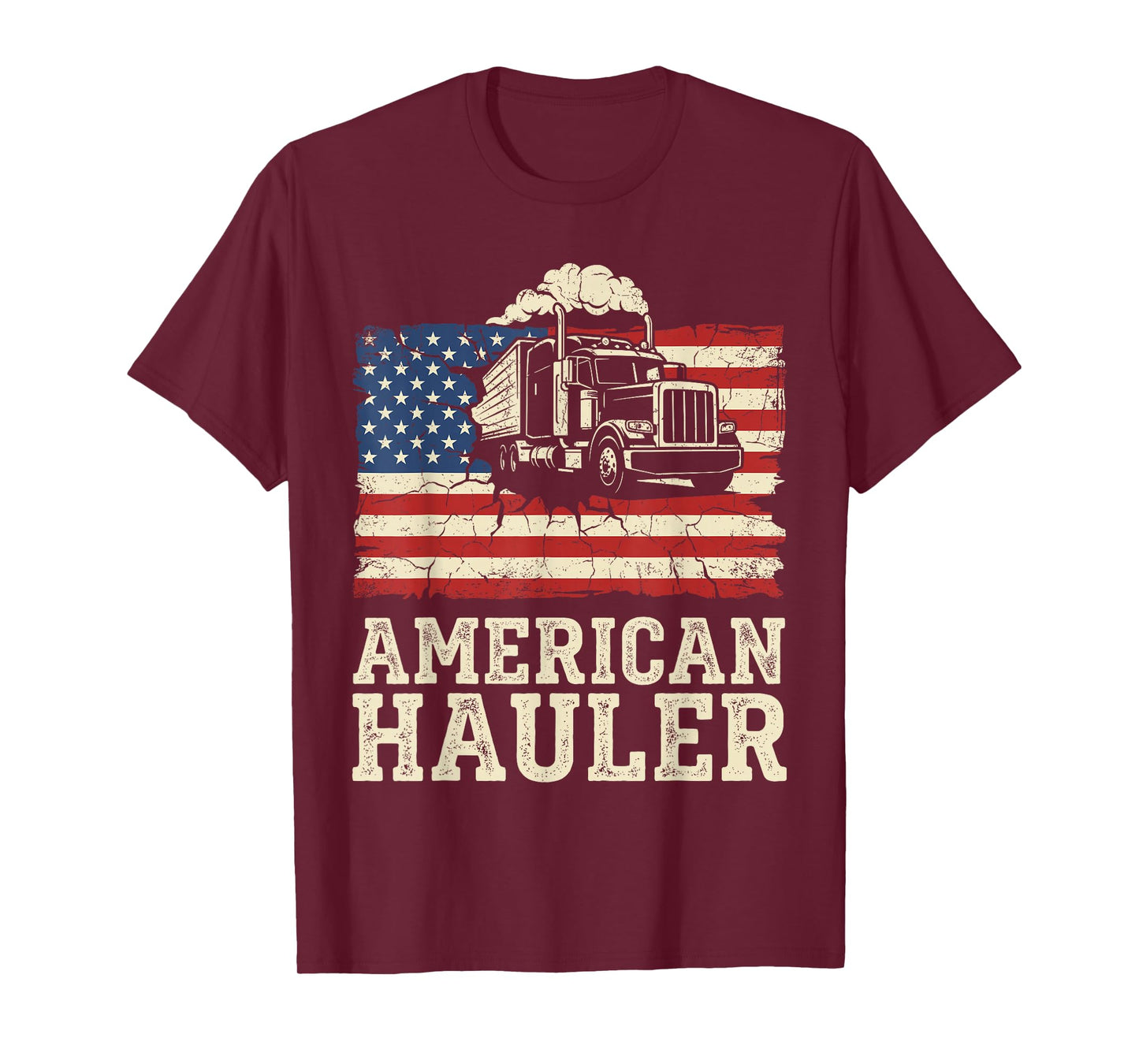 American Hauler Truck Driver Patriotic US Flag Trucker T-Shirt