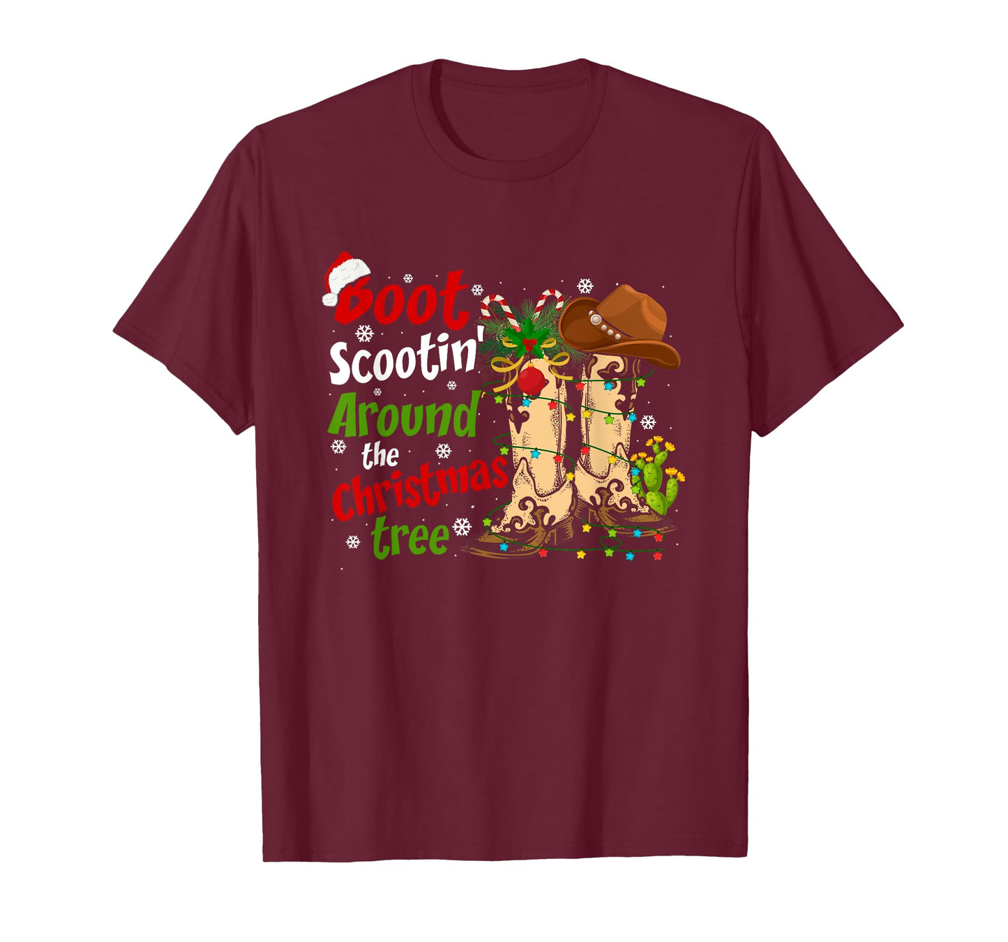 Boot Scootin' Around The Christmas Tree Country Western T-Shirt