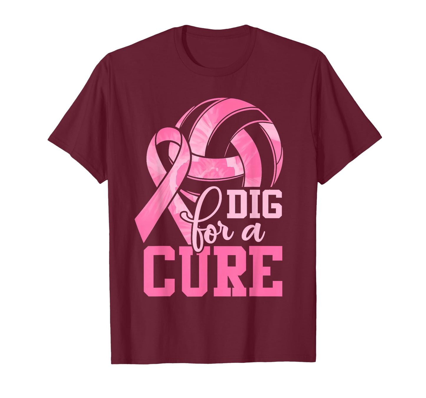 Dig For A Cure Volleyball Pink Breast Cancer Awareness Girls T-Shirt