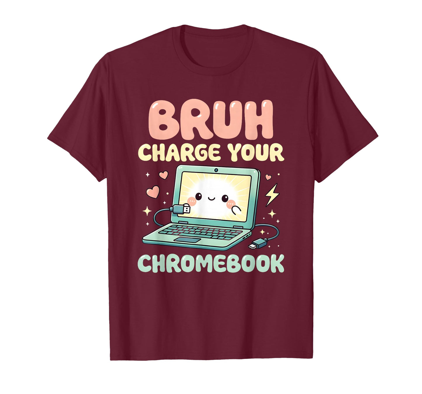 Bruh Charge Your Chromebook Funny Laptop Tech Kids T-Shirt